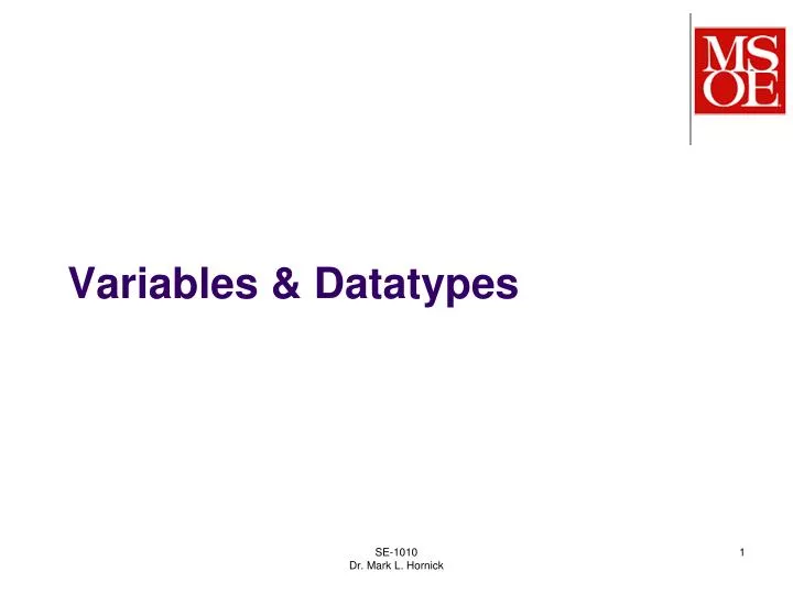 variables datatypes