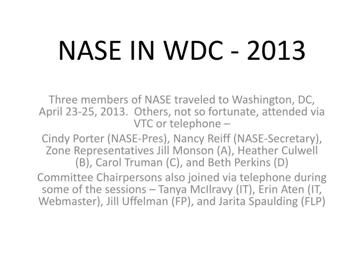 nase in wdc 2013