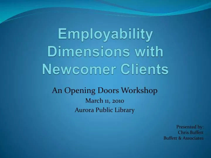 employability dimensions with newcomer clients