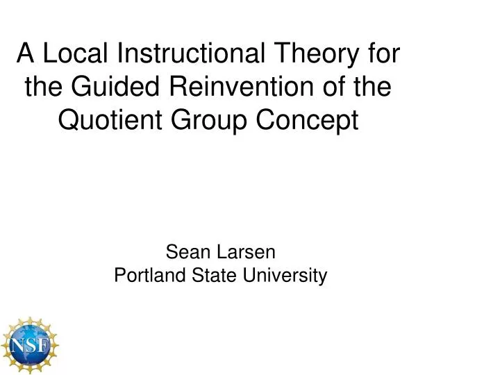 a local instructional theory for the guided reinvention of the quotient group concept