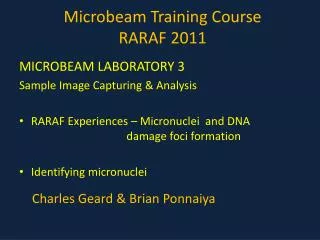 Microbeam Training Course RARAF 2011