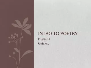 Intro to poetry