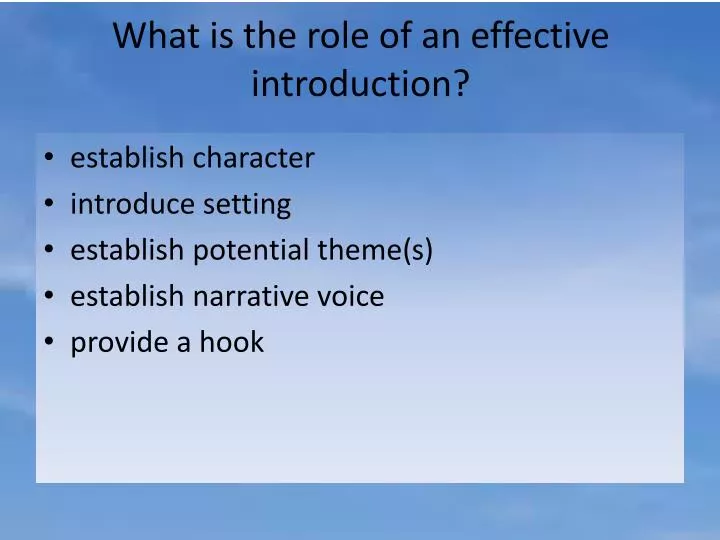 what is the role of an effective introduction