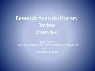 research analysis literary review overview