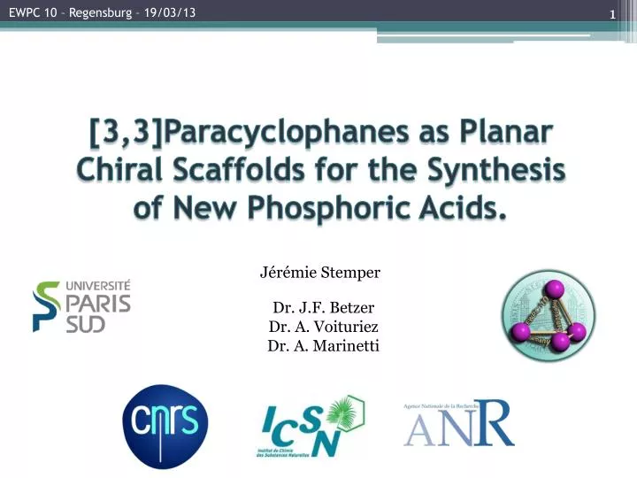 3 3 paracyclophanes as planar chiral scaffolds for the synthesis of new phosphoric acids