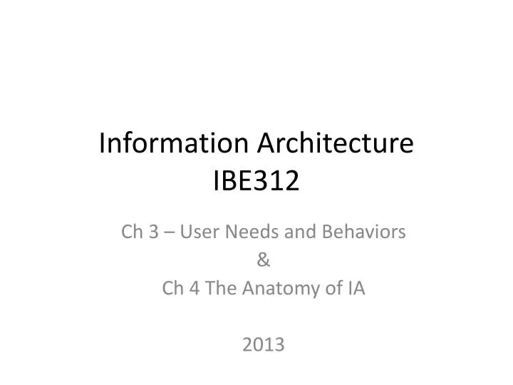 information architecture ibe312
