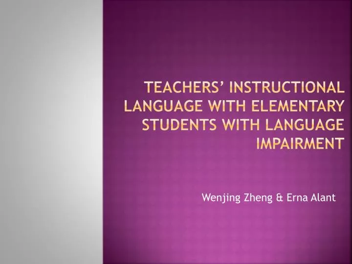 teachers instructional language with elementary students with language impairment