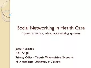 Social Networking in Health Care