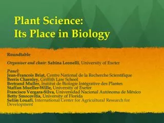 Plant Science: Its Place in Biology