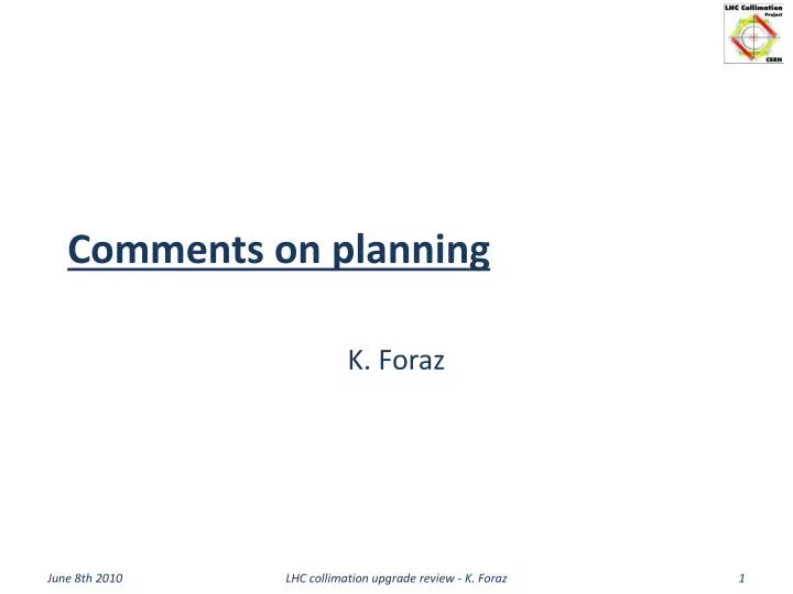 comments on planning