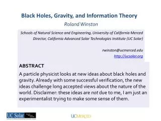Black Holes, Gravity, and Information Theory