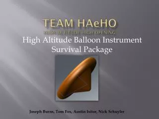 Team HA e HO High Altitude High Opening