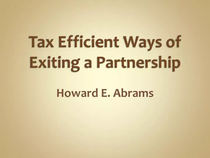 tax efficient ways of exiting a partnership