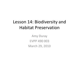 Lesson 14: Biodiversity and Habitat Preservation