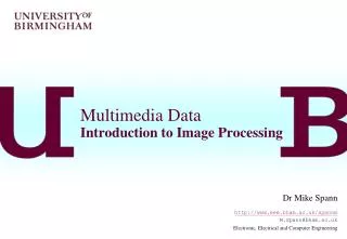 Multimedia Data Introduction to Image Processing