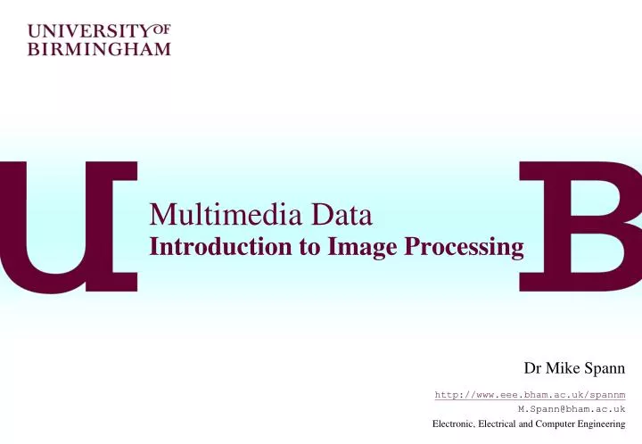 multimedia data introduction to image processing