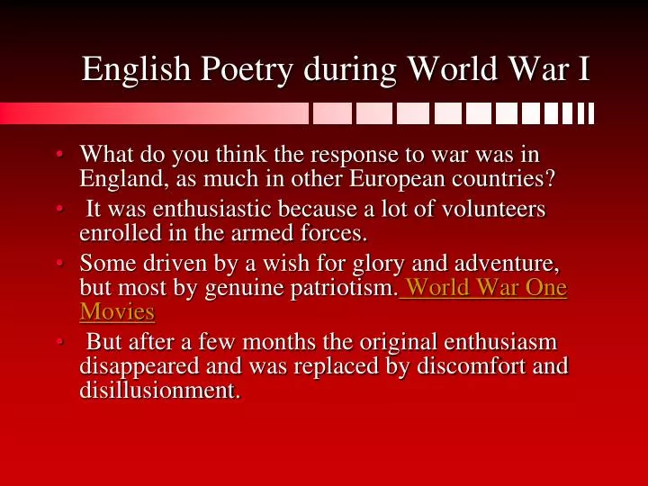 english poetry during world war i