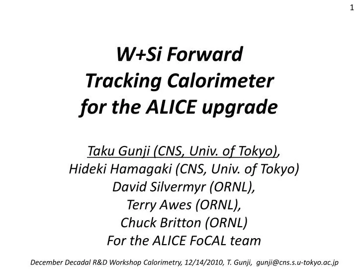 w si forward tracking calorimeter for the alice upgrade