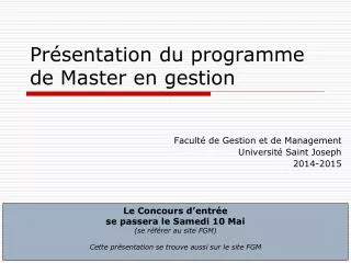 pr sentation du programme de master en gestion