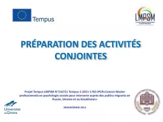 PRÉPARATION DES ACTIVITÉS CONJOINTES