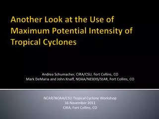 Another Look at the Use of Maximum Potential Intensity of Tropical Cyclones