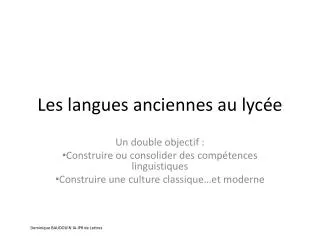 les langues anciennes au lyc e