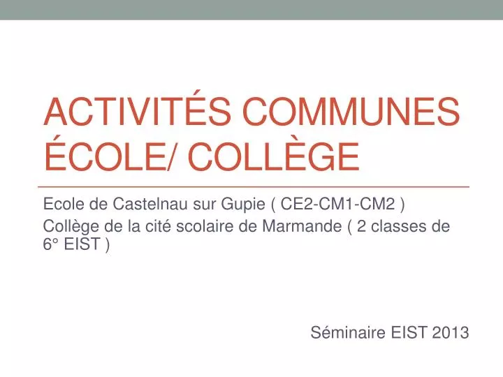 activit s communes cole coll ge