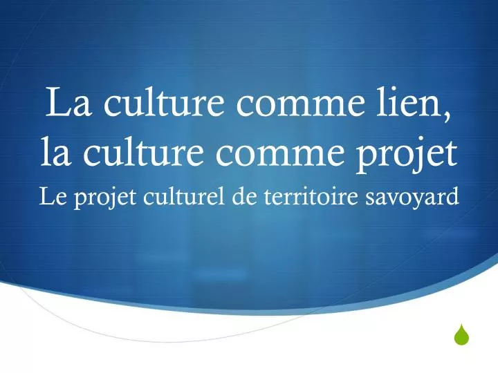 la culture comme lien la culture comme projet
