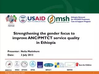 Strengthening the gender focus to improve ANC/PMTCT service quality in Ethiopia