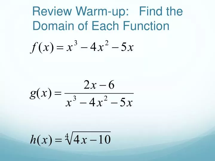 review warm up find the domain of each function