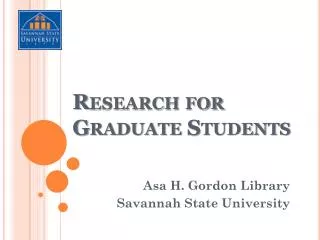 Research for Graduate Students