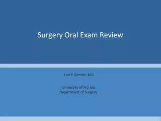 Surgery Oral Exam Review