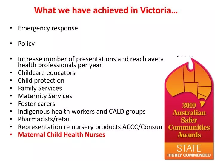 what we have achieved in victoria
