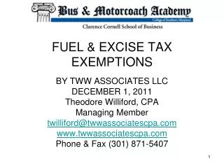 FUEL &amp; EXCISE TAX EXEMPTIONS
