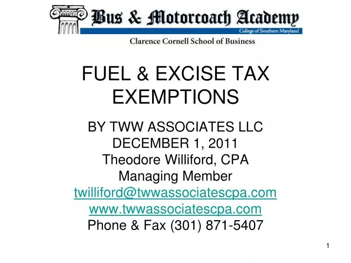fuel excise tax exemptions