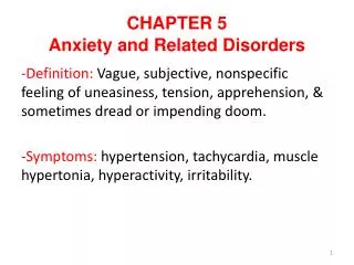 CHAPTER 5 Anxiety and Related Disorders