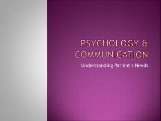 Psychology &amp; Communication