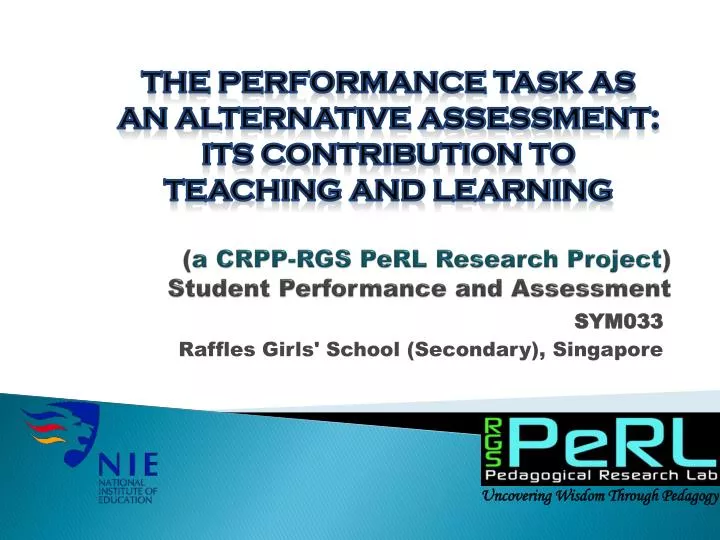 a crpp rgs perl research project student performance and assessment