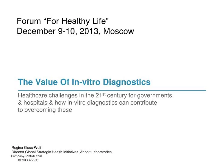 the value of in vitro diagnostics