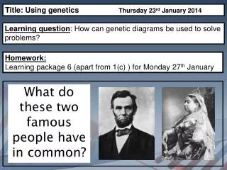 Learning question : How can genetic diagrams be used to solve problems?