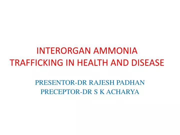 interorgan ammonia trafficking in health and disease