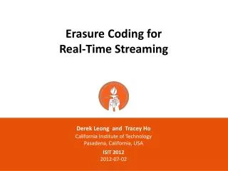 Erasure Coding for Real-Time Streaming