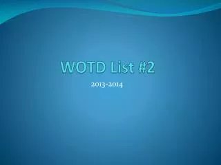 WOTD List #2