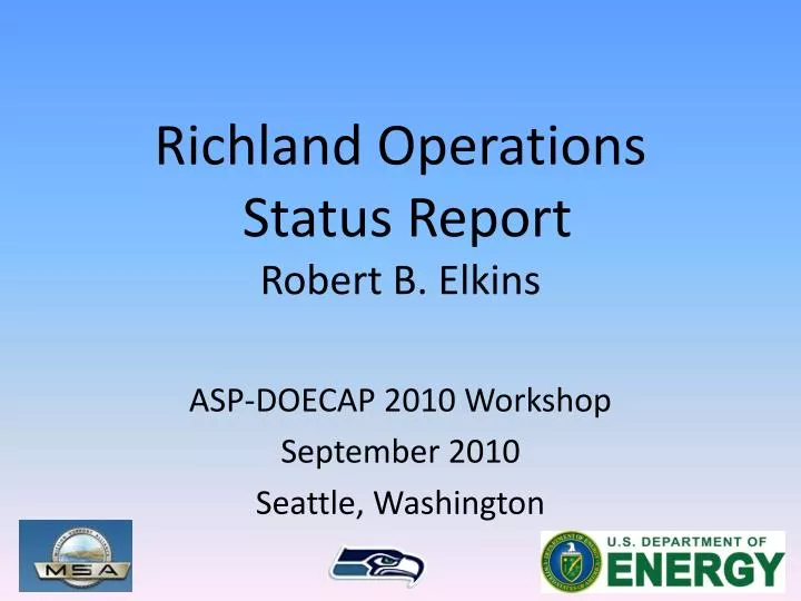 richland operations status report robert b elkins