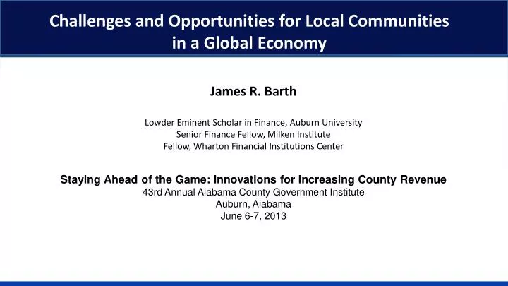 challenges and opportunities for local communities in a global economy