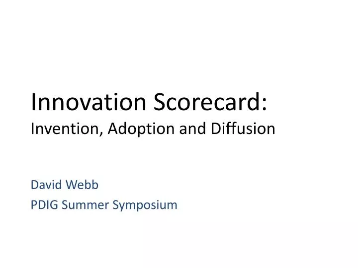 innovation scorecard invention adoption and diffusion