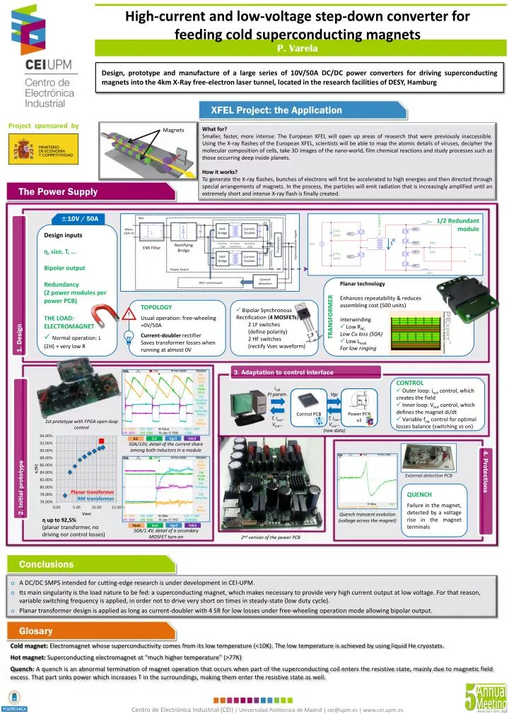 high current and low voltage step down converter for feeding cold superconducting magnets