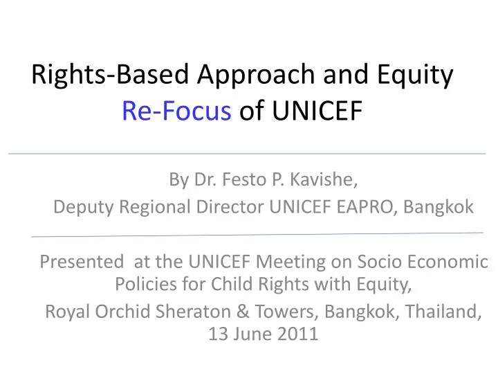 rights based approach and equity re focus of unicef