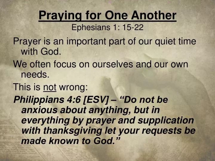 praying for one another ephesians 1 15 22