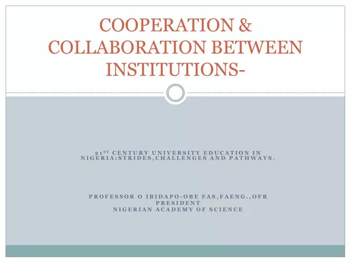 cooperation collaboration between institutions